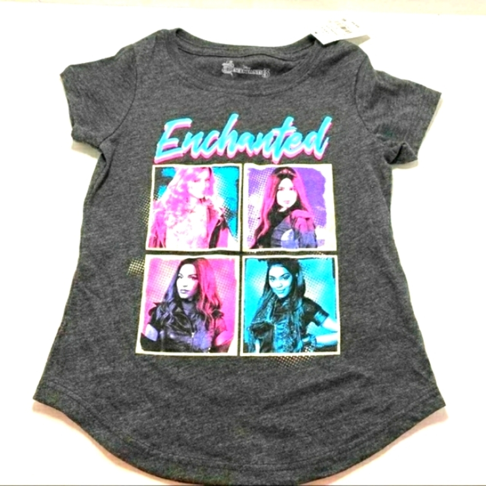 Girls 'Enchanted' Short Sleeve T-Shirt  Dark Grey XS 4/5